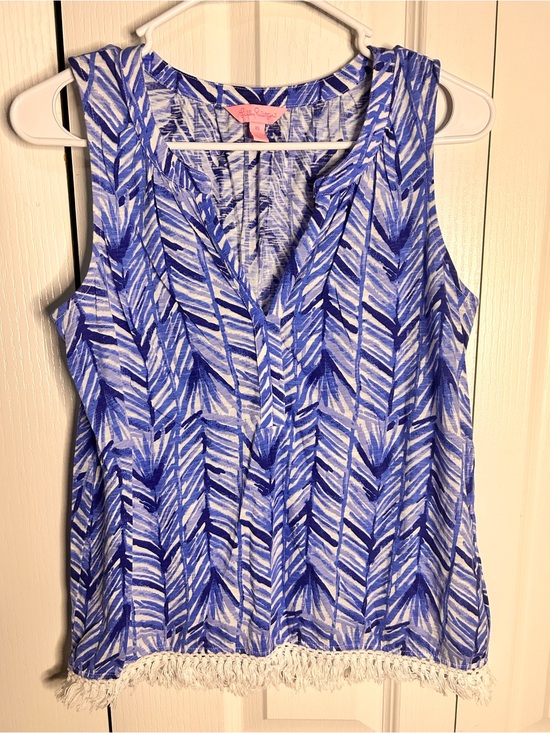 Lilly Pulitzer Tops - Lilly Pulitzer Kipper Top Tank Blouse Lapis Blue Costa Verde Women’s XS‎ Beach